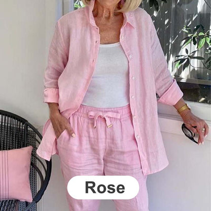 💃 Hot Sale 62%OFF🌸Women's cotton linen long sleeve blouse and pants set