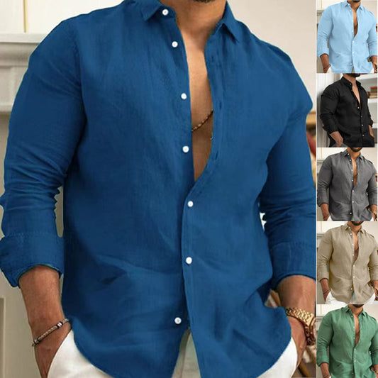 🔥Summer Sale🔥Men's Cotton Linen Solid Color Shirt