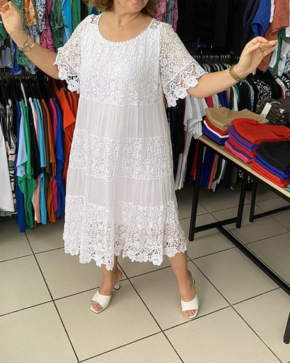 🔥BIG SALE 41% OFF🔥Solid Color Short Sleeve Lace Dress