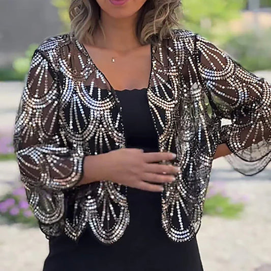 ⏳Limited time 50% OFF⏳Women's Elegant Sequin 3/4 Sleeved Shrugs