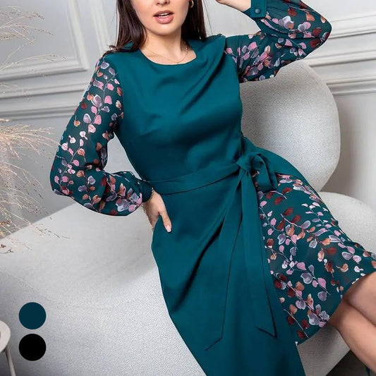 🔥HOT SALE🔥Women’s Elegant Long-Sleeve Dress with Print Details