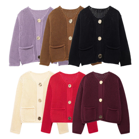 🔥Limited Time 55% Off 🔥Women's Fashion Cut-Out Knitted Cardigan